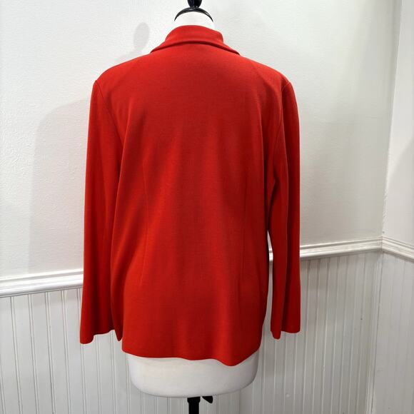 Exclusively Misook Size L Knit Blazer Jacket Bright Poppy Red Orange Unstructure - Picture 4 of 12